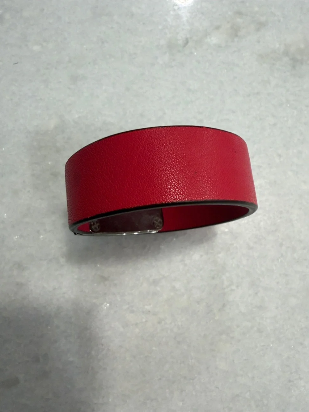 COACH Red Leather Bracelet with Silver Turnlock